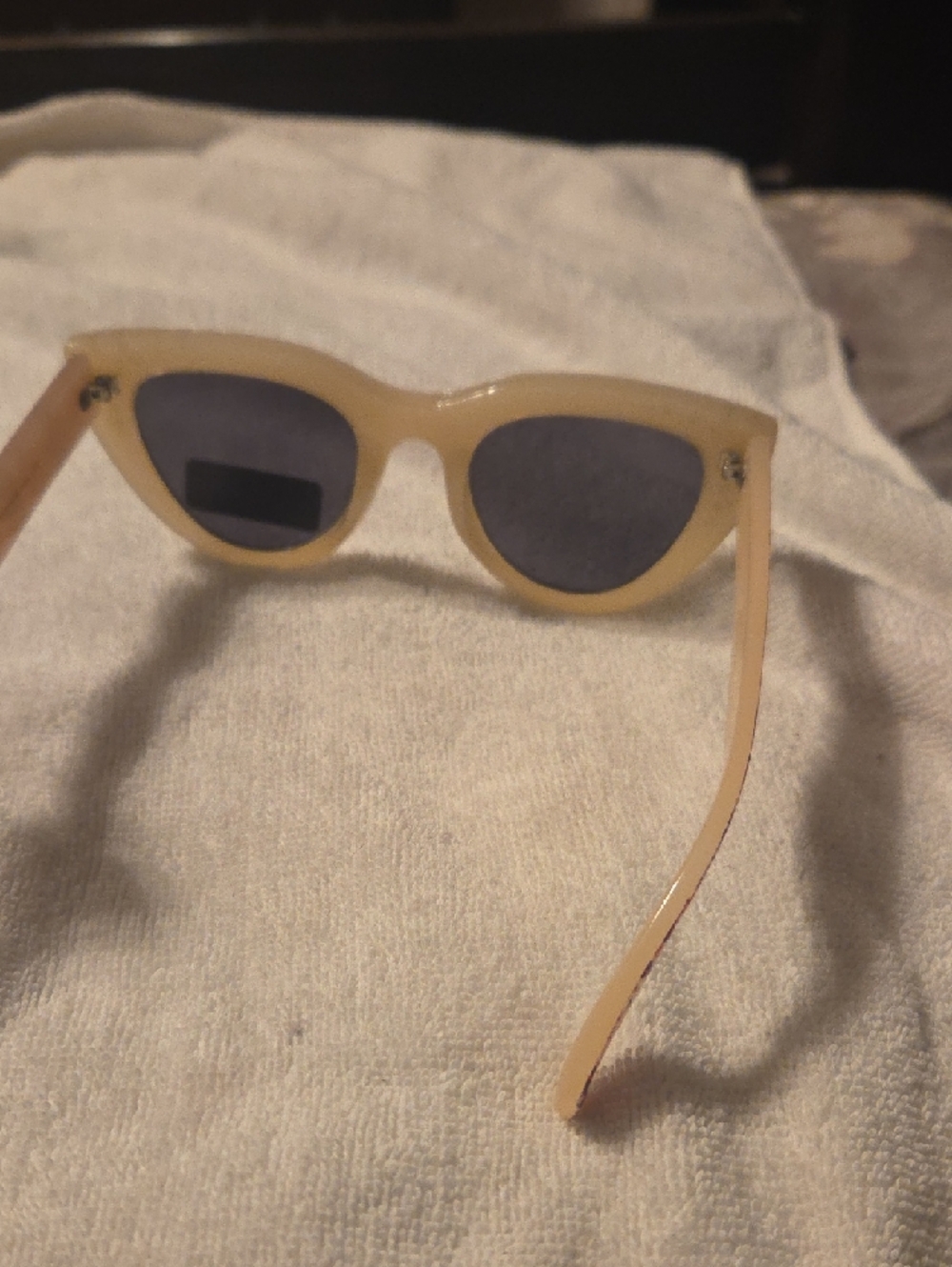 Betsey Johnson Cream Cat-Eye Sunglasses with Rhinestone Accents(30) - Picture 3 of 4